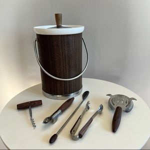 Mid Century Ice Bucket and Bar Tool Set
